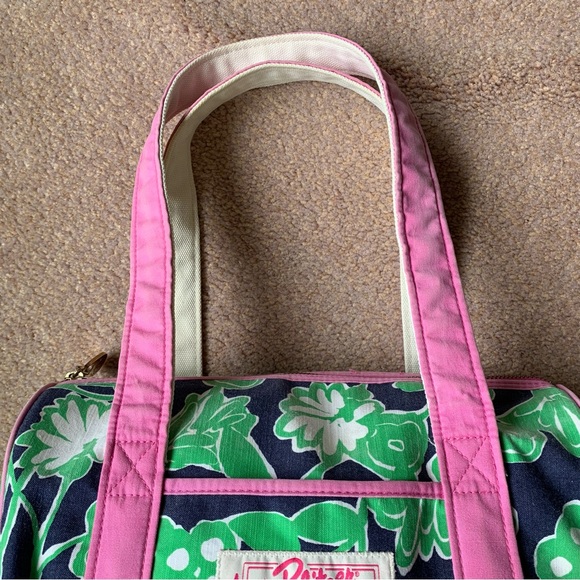 Lilly Pulitzer Floral Print Fabric Small Duffle Barrel Doctor Bag Shoulder Bag - Picture 4 of 16